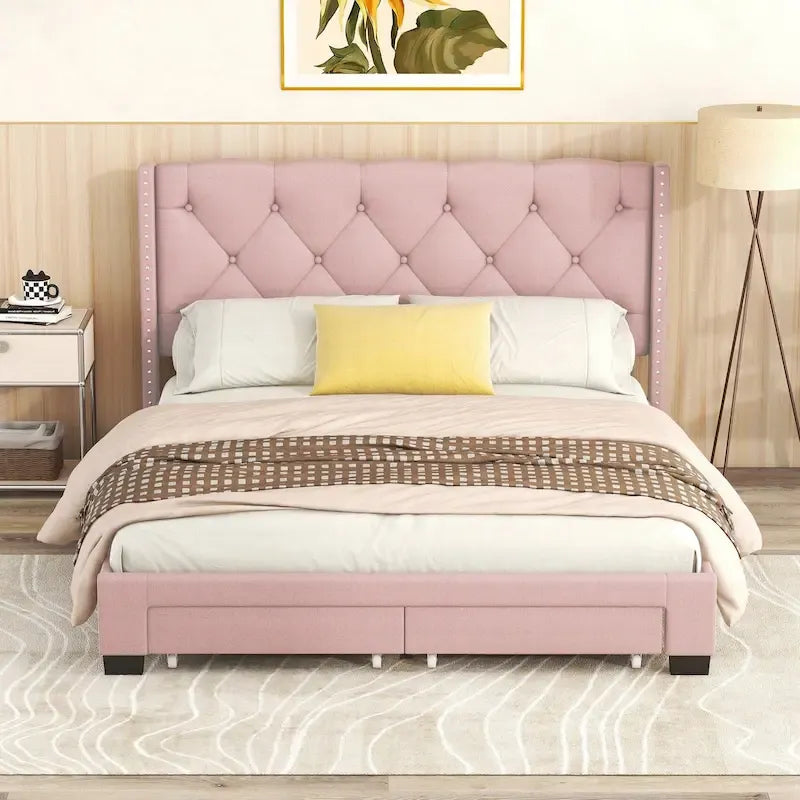 Linen Upholstered Platform Bed