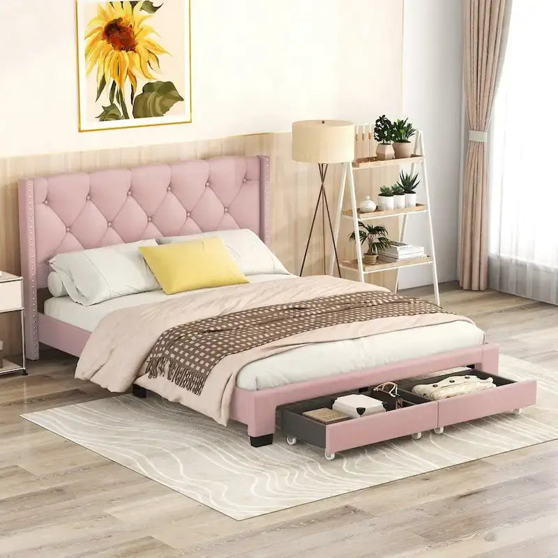 Linen Upholstered Platform Bed