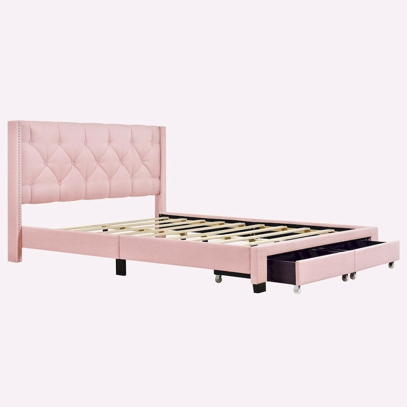 Linen Upholstered Platform Bed