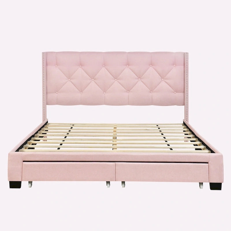 Linen Upholstered Platform Bed