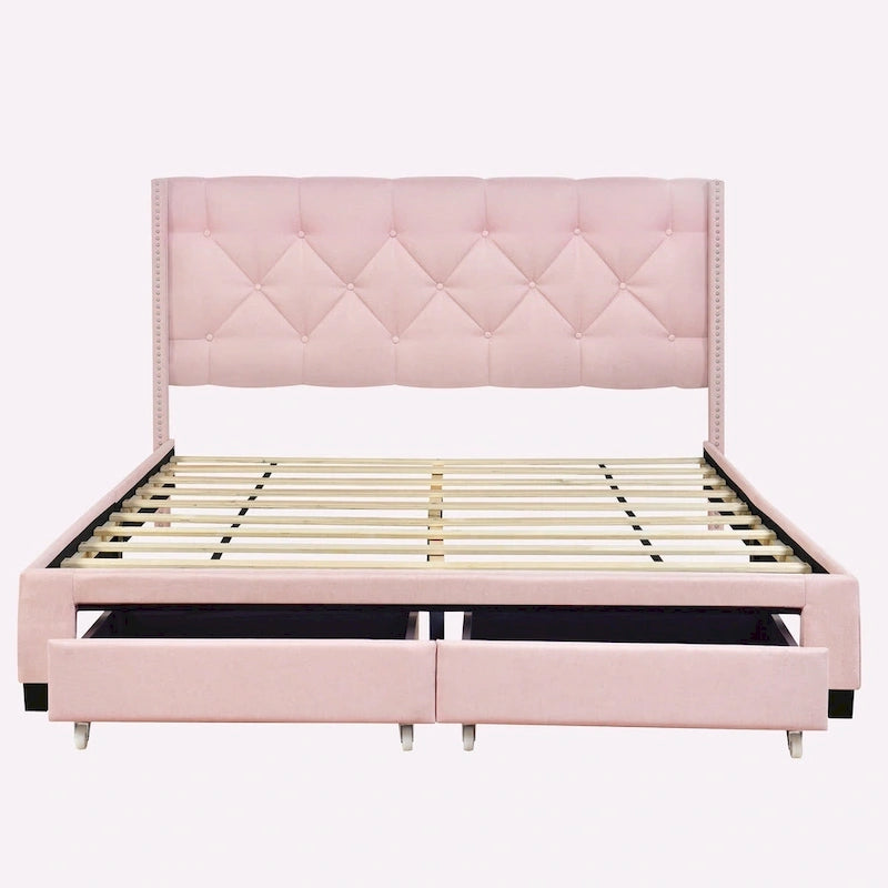 Linen Upholstered Platform Bed