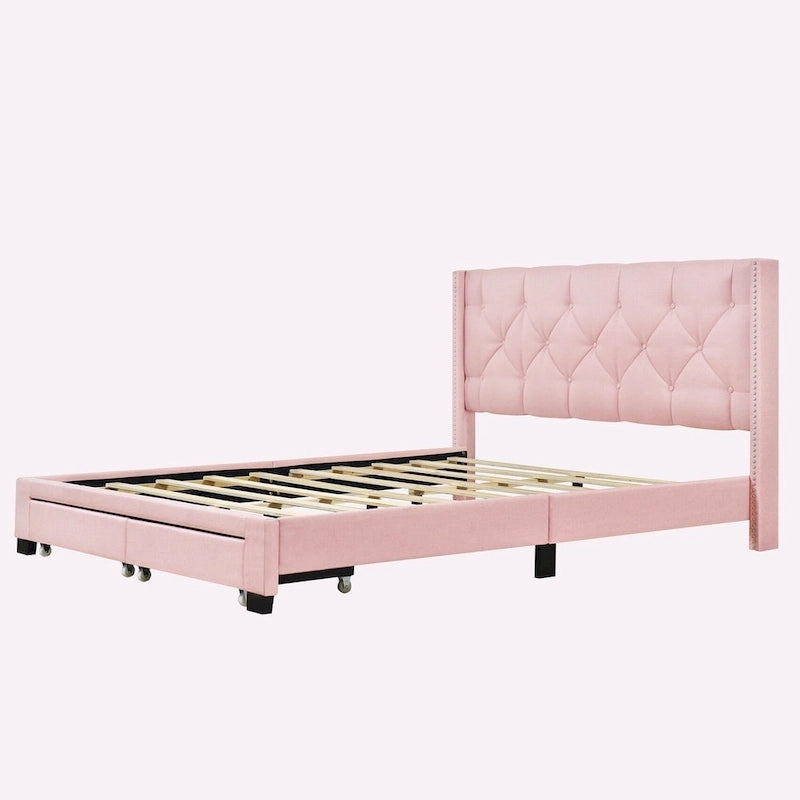 Linen Upholstered Platform Bed