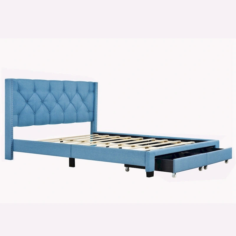 Linen Upholstered Platform Bed