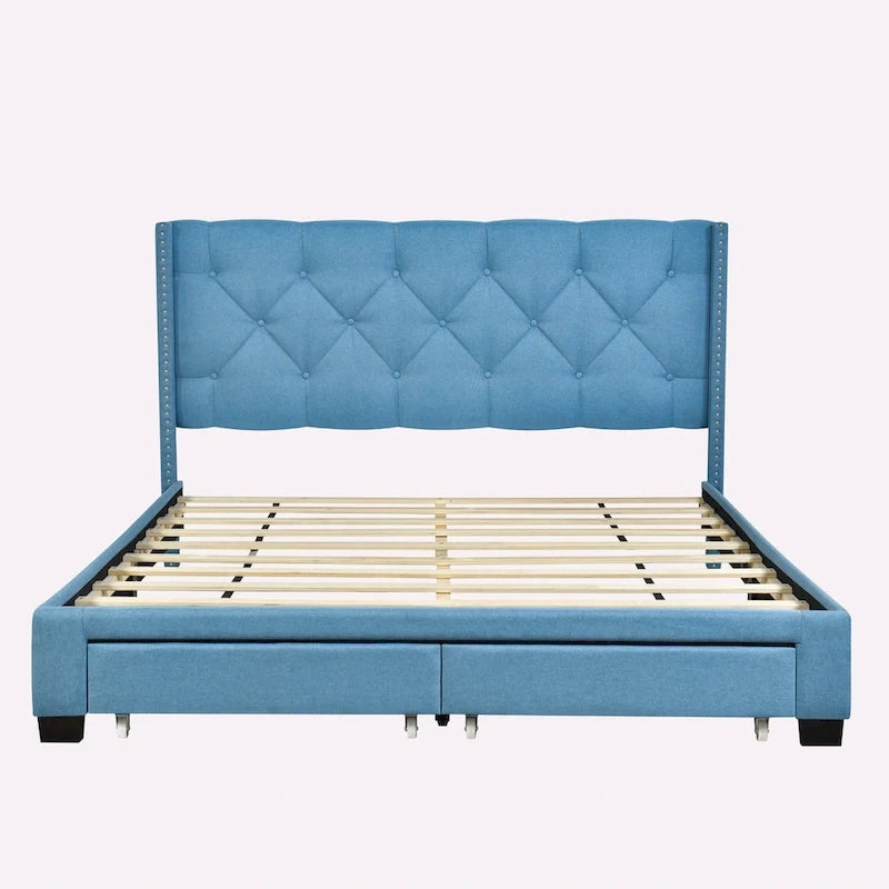 Linen Upholstered Platform Bed