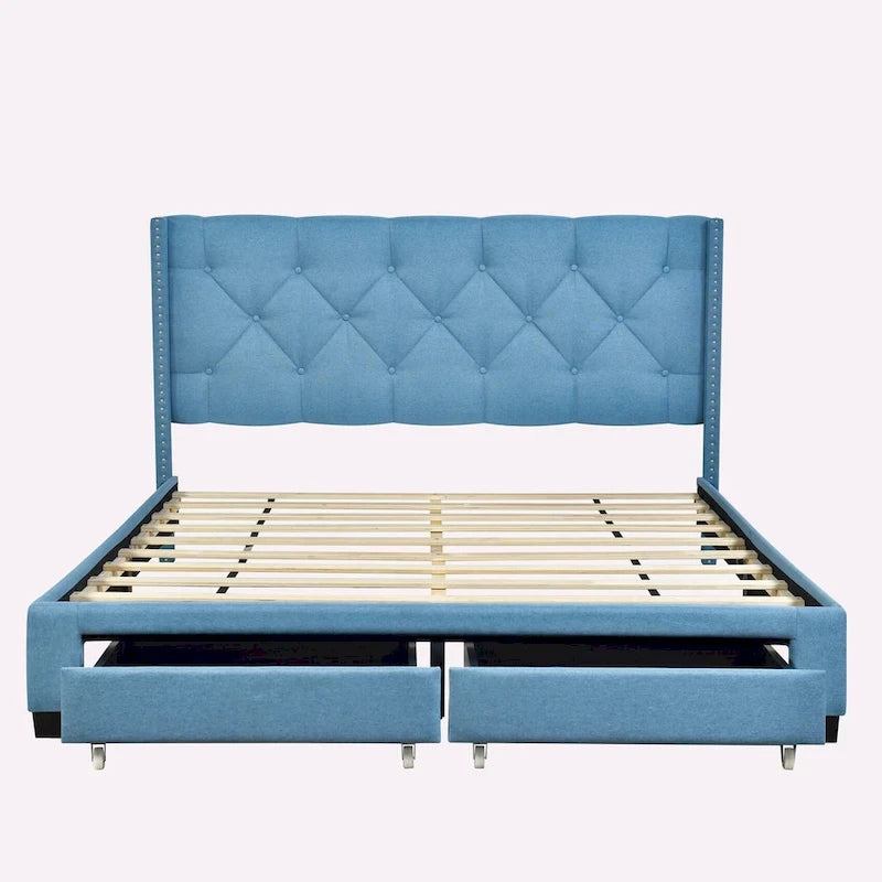 Linen Upholstered Platform Bed