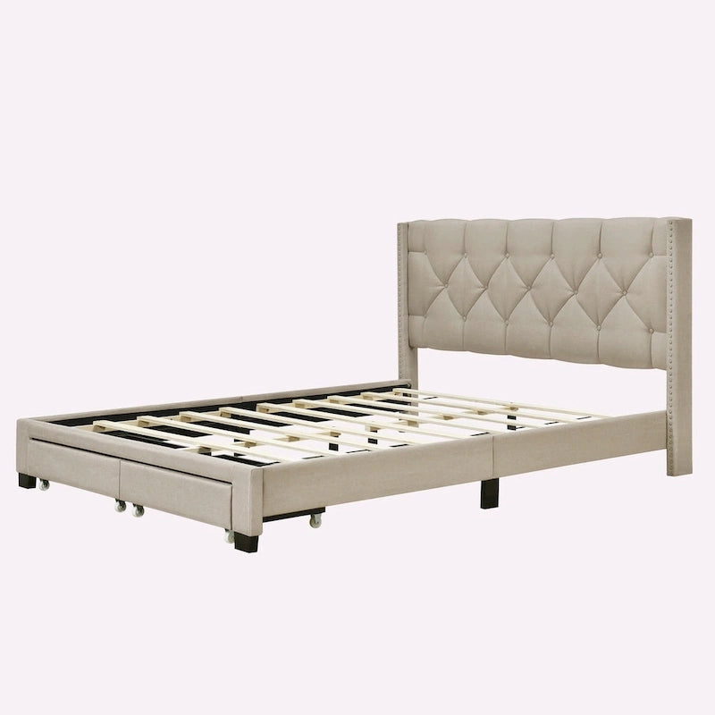 Linen Upholstered Platform Bed