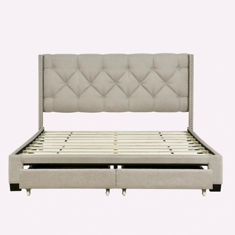 Linen Upholstered Platform Bed