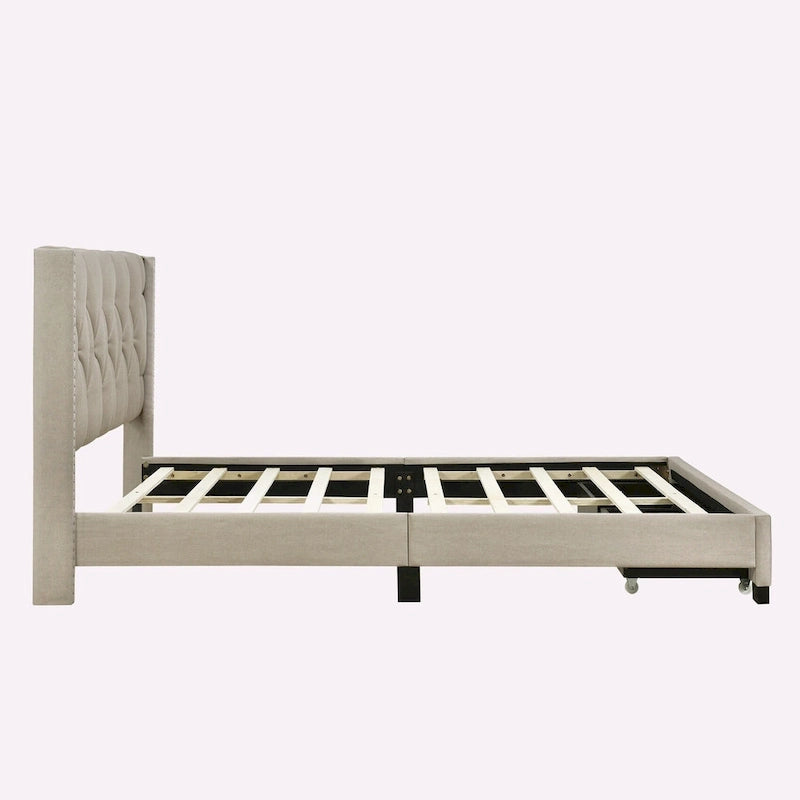 Linen Upholstered Platform Bed