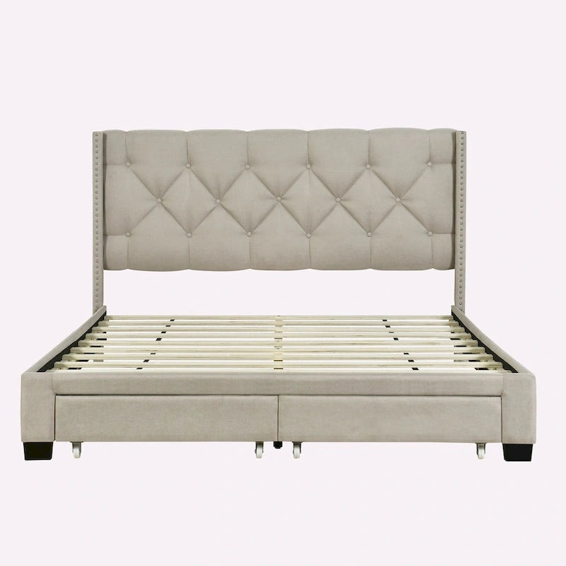 Linen Upholstered Platform Bed