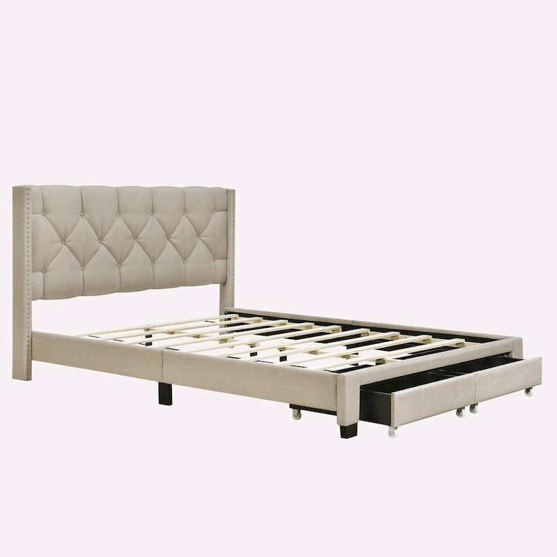 Linen Upholstered Platform Bed