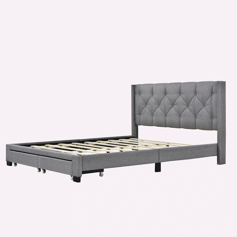 Linen Upholstered Platform Bed