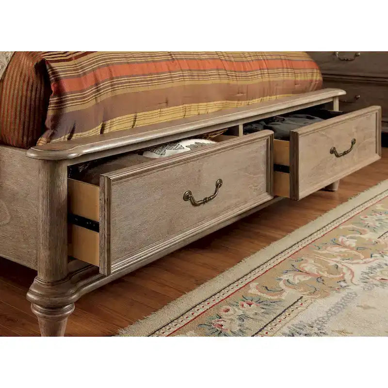 Wury Rustic Grey Solid Wood 2-Drawer Platform Bed by Furniture of America