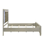 New Classic Furniture Deirde Gray And Sliver Bed with Tufted Headboard