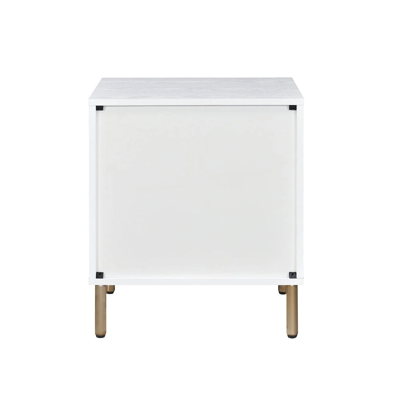 Myles Nightstand, White, Champagne & Gold Finish