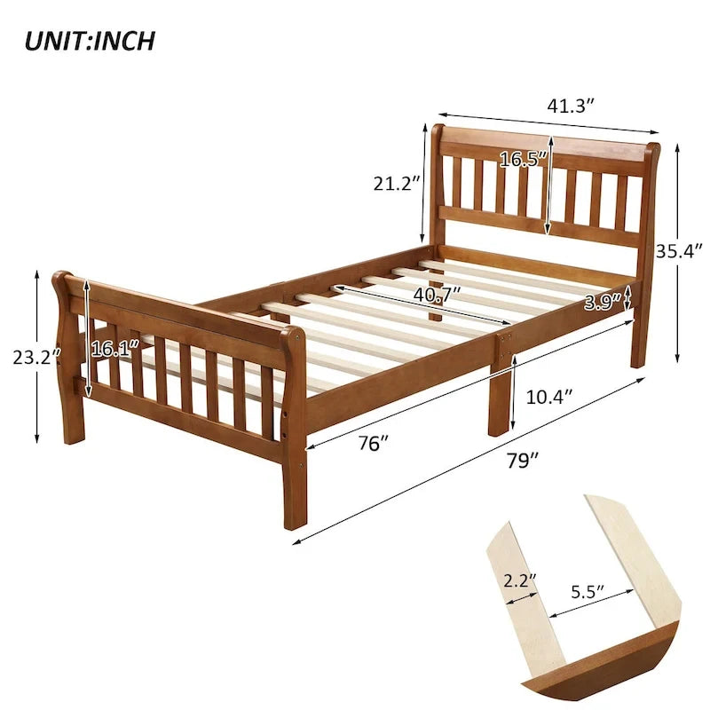 Wood Platform Bed Twin Bed Frame Panel Bed Mattress Foundation