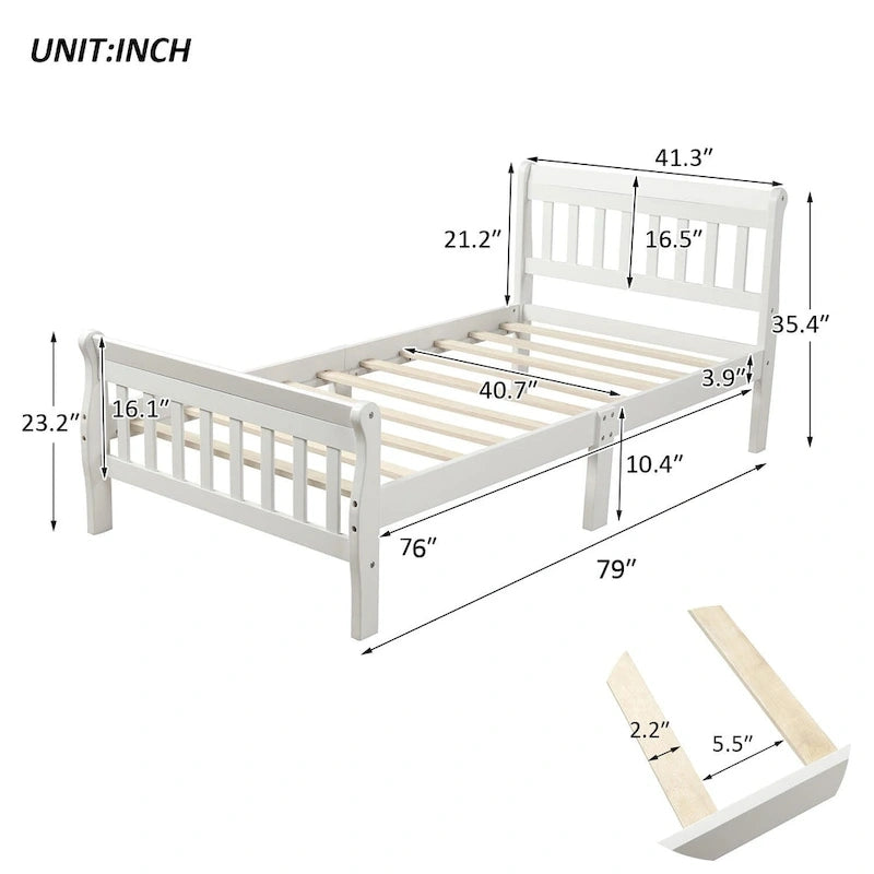 Wood Platform Bed Twin Bed Frame Panel Bed Mattress Foundation