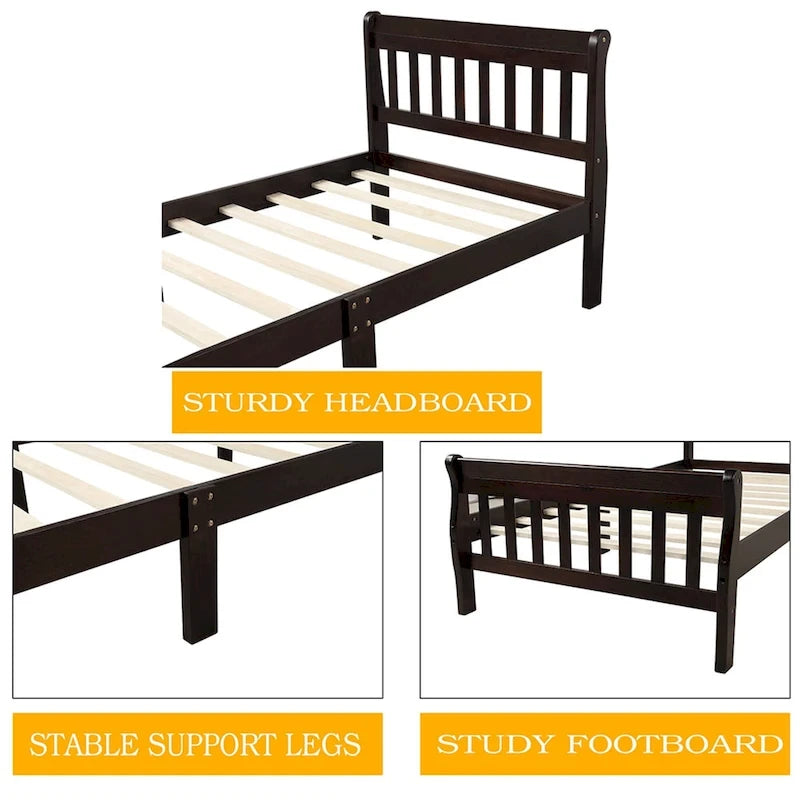Wood Platform Bed Twin Bed Frame Panel Bed Mattress Foundation