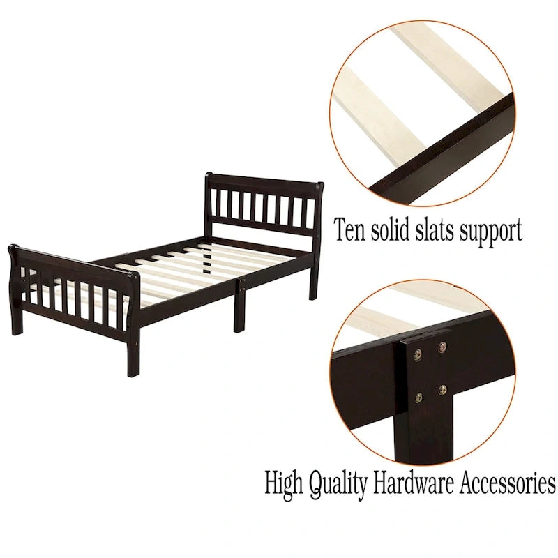 Wood Platform Bed Twin Bed Frame Panel Bed Mattress Foundation