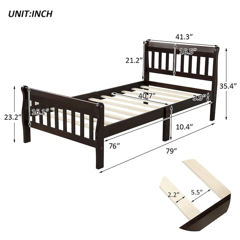 Wood Platform Bed Twin Bed Frame Panel Bed Mattress Foundation