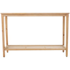 Wood Slim Natural 1 Shelf Console Table with Glass Top and Rattan Shelf - Brown - Roche River Decor - 14Wx47Lx32H
