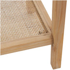 Wood Slim Natural 1 Shelf Console Table with Glass Top and Rattan Shelf - Brown - Roche River Decor - 14Wx47Lx32H