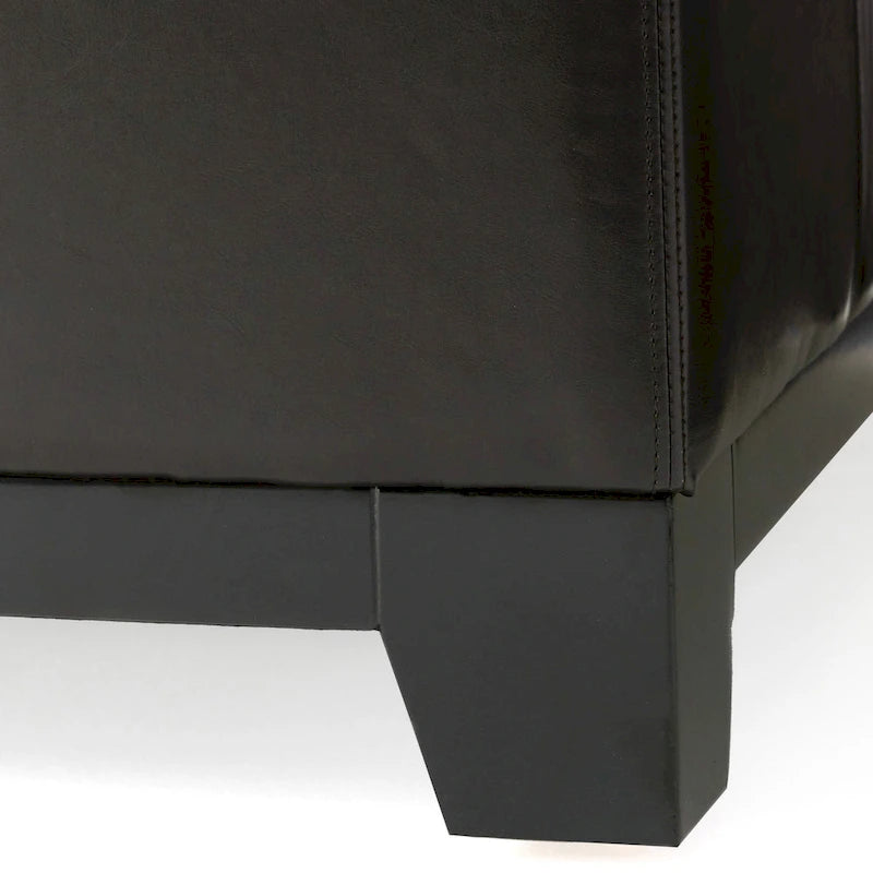 Darlington Espresso Bonded Leather Ottoman by Christopher Knight Home