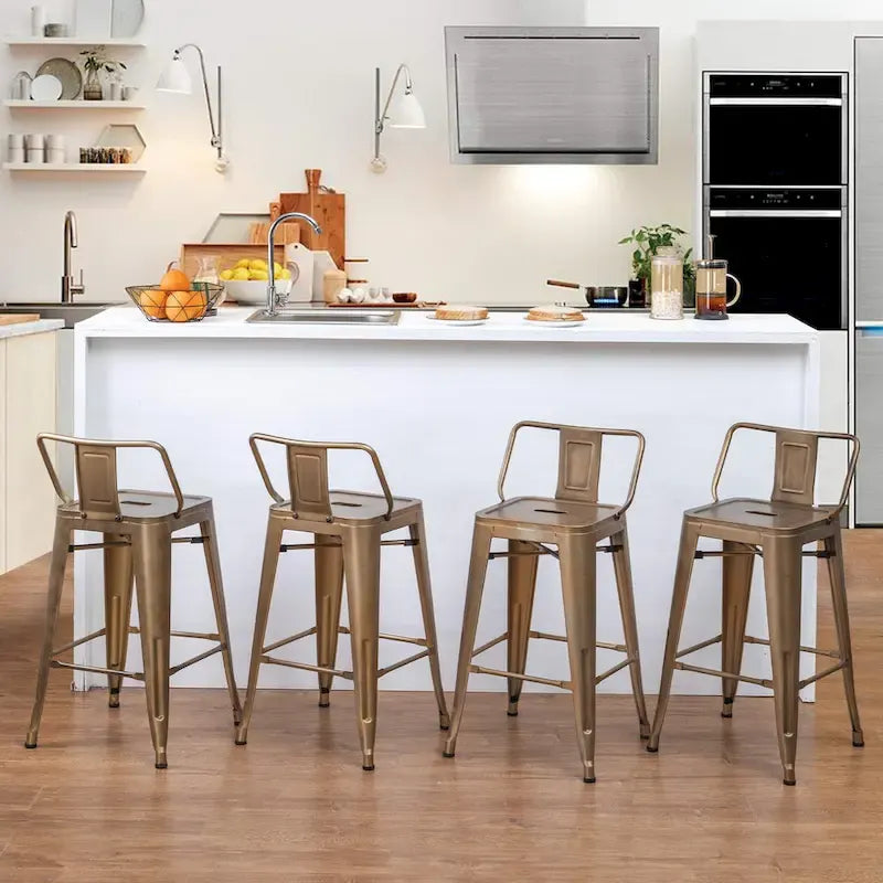 Industrial bar stools Set of 4Metal Bar Stools