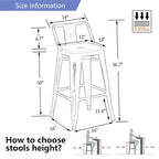 Industrial bar stools Set of 4Metal Bar Stools