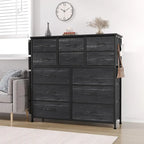 12 Drawer Dresser for Bedroom,Tall Fabric Dresser with Side Pockets and Hooks