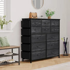 12 Drawer Dresser for Bedroom,Tall Fabric Dresser with Side Pockets and Hooks