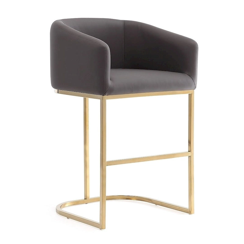 Manhattan Comfort Louvre 36 in. Titanium Gold Stainless Steel Counter Height Bar Stool