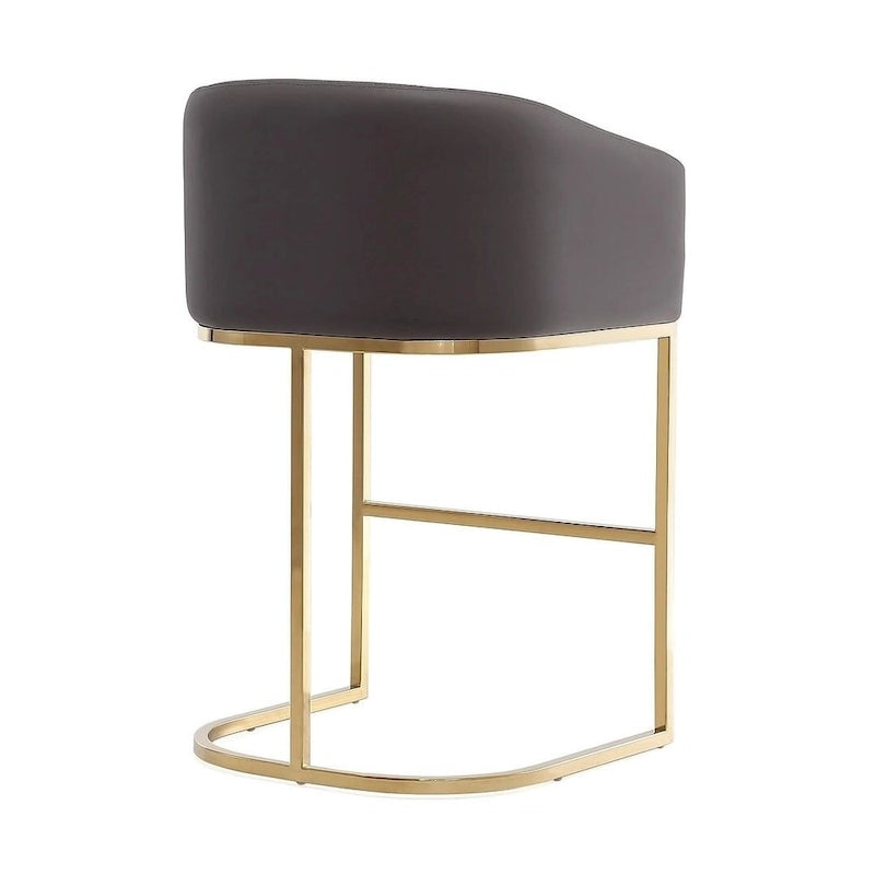 Manhattan Comfort Louvre 36 in. Titanium Gold Stainless Steel Counter Height Bar Stool