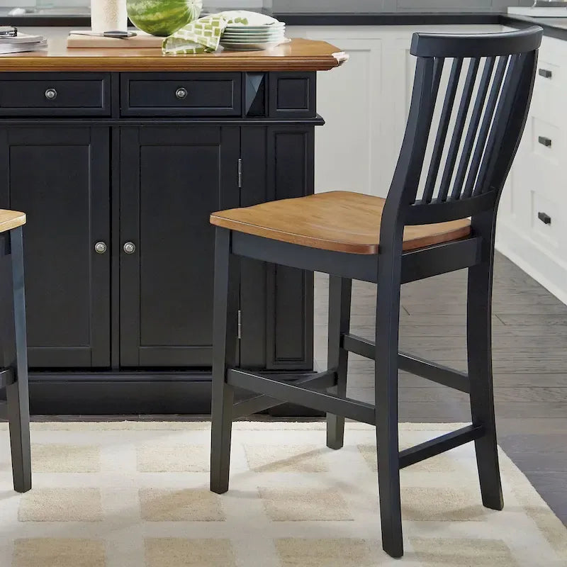 24 inch Black and Distressed Oak Bar Stool by Homestyles