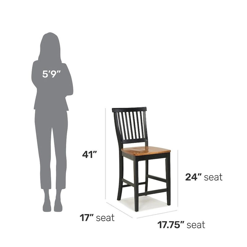 24 inch Black and Distressed Oak Bar Stool by Homestyles