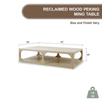 Artissance Reclaimed Wood Peking Ming Coffee Table, Small, 55 Inch Long, Weathered White Wash