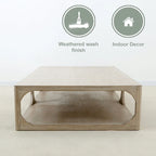 Artissance Reclaimed Wood Peking Ming Coffee Table, Small, 55 Inch Long, Weathered White Wash