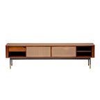 Miriam 71 Media Stand in Brown with Natural Wicker