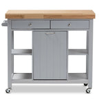 The Gray Barn Muckross Farmhouse Grey Wood Kitchen Cart