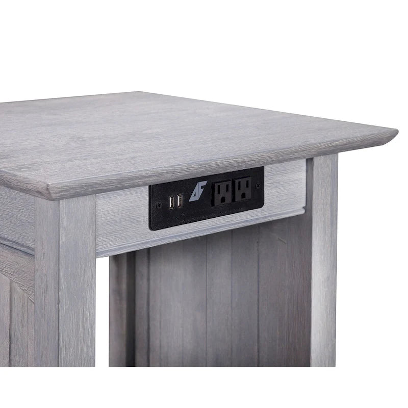 Nantucket Side Table (with Built-in Charger) — Driftwood Finish