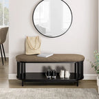 Middlebrook Scandi Upholstered-Top Storage Bench with Lower Shelf