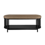 Middlebrook Scandi Upholstered-Top Storage Bench with Lower Shelf