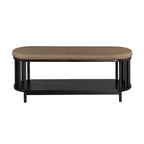 Middlebrook Scandi Upholstered-Top Storage Bench with Lower Shelf
