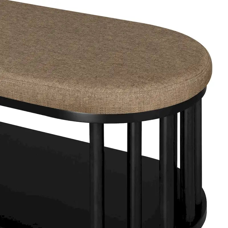 Middlebrook Scandi Upholstered-Top Storage Bench with Lower Shelf
