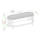 Middlebrook Scandi Upholstered-Top Storage Bench with Lower Shelf