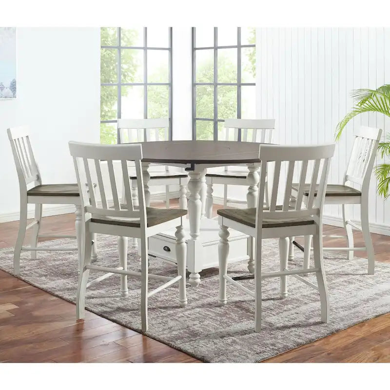 Steve Silver Jillian Two-tone Counter Height Drop Leaf 7-Piece Dining Set