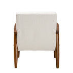 Stratton Mid-Century Modern Cream Boucle Fabric and Walnut Brown Finished Wood Armchair