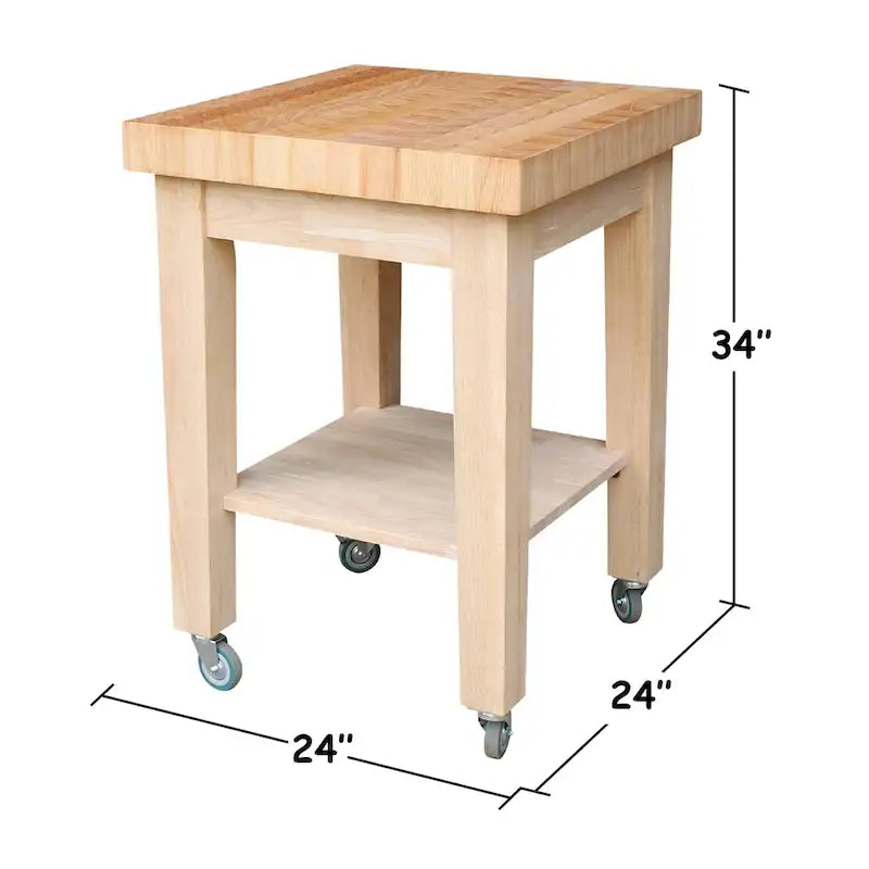 Copper Grove Lakeland Unfinished Solid Parawood Kitchen Island Cart