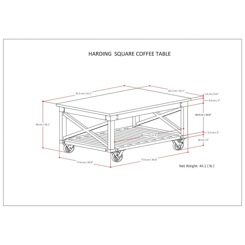 WYNDENHALL Barrie SOLID MANGO WOOD and Metal 32 inch Wide Square Industrial Coffee Table in Distressed Dark Brown - 32 x 32 x 18