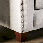 Kenwood Transitional Light Grey Fabric Upholstered Nailhead Trim Sloped Arms Sofa by Furniture of America