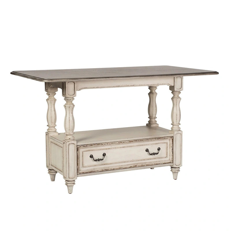 Magnolia Manor Antique White Weathered Bark Gathering Table